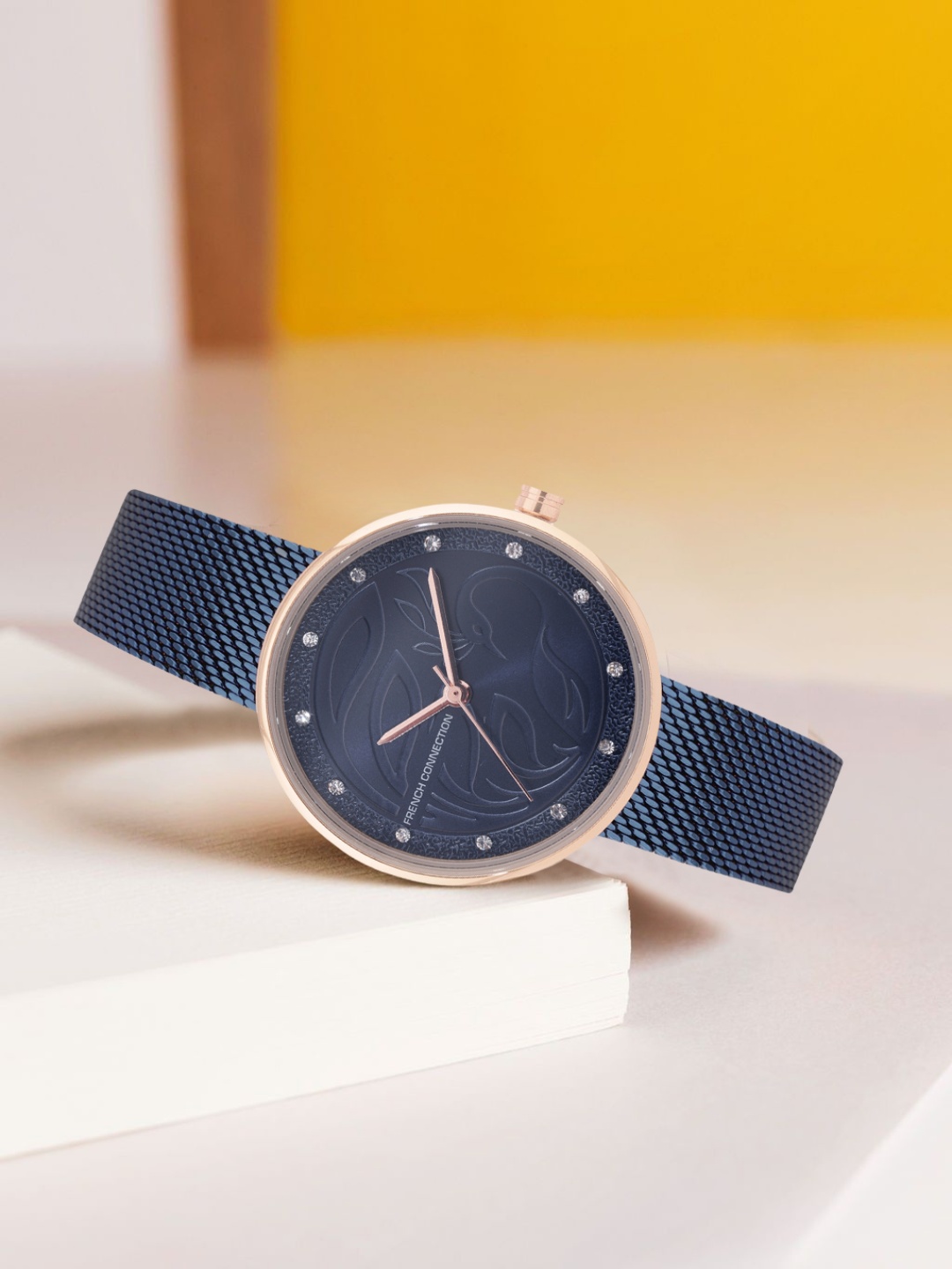 

French Connection Women Blue Dial & Blue Stainless Steel Bracelet Style Straps Analogue Watch