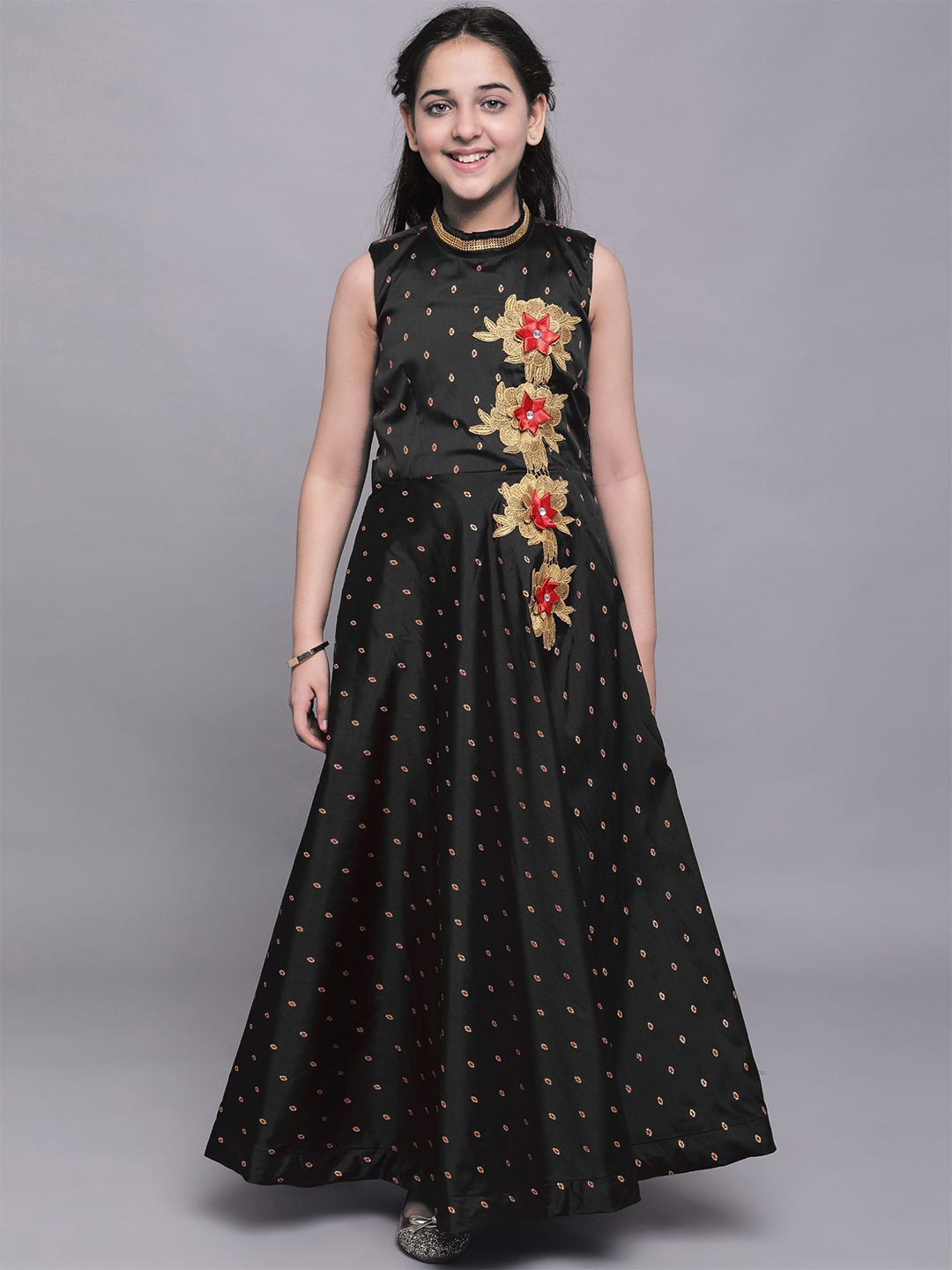 

White World Black Floral Jacquard Ethnic Maxi Dress