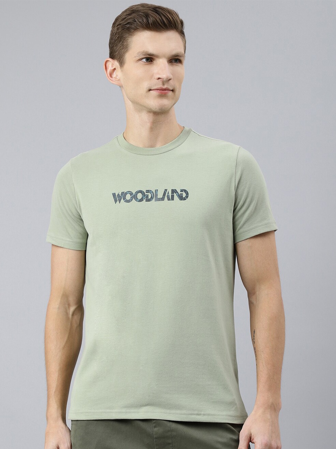 

Woodland Men Green Typography Printed T-shirt