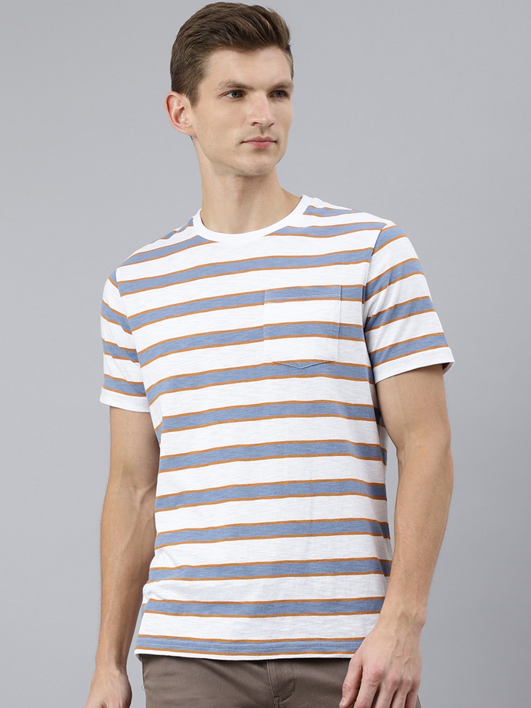 

Woodland Men Multicoloured Striped T-shirt, Multi