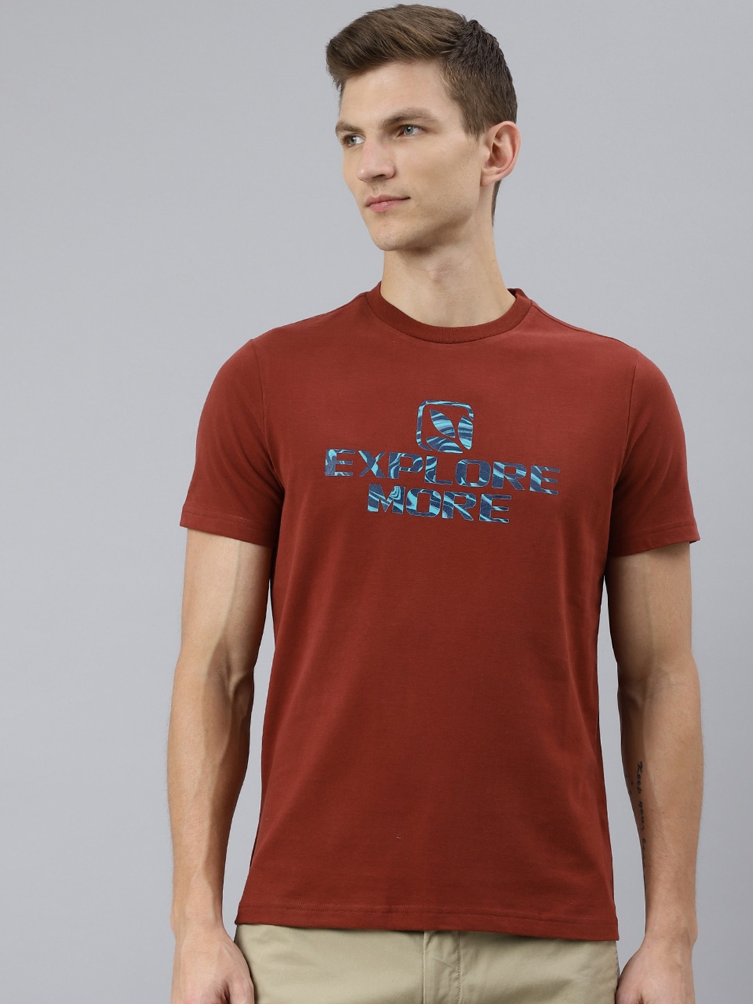 

Woodland Men Red Typography Printed T-shirt
