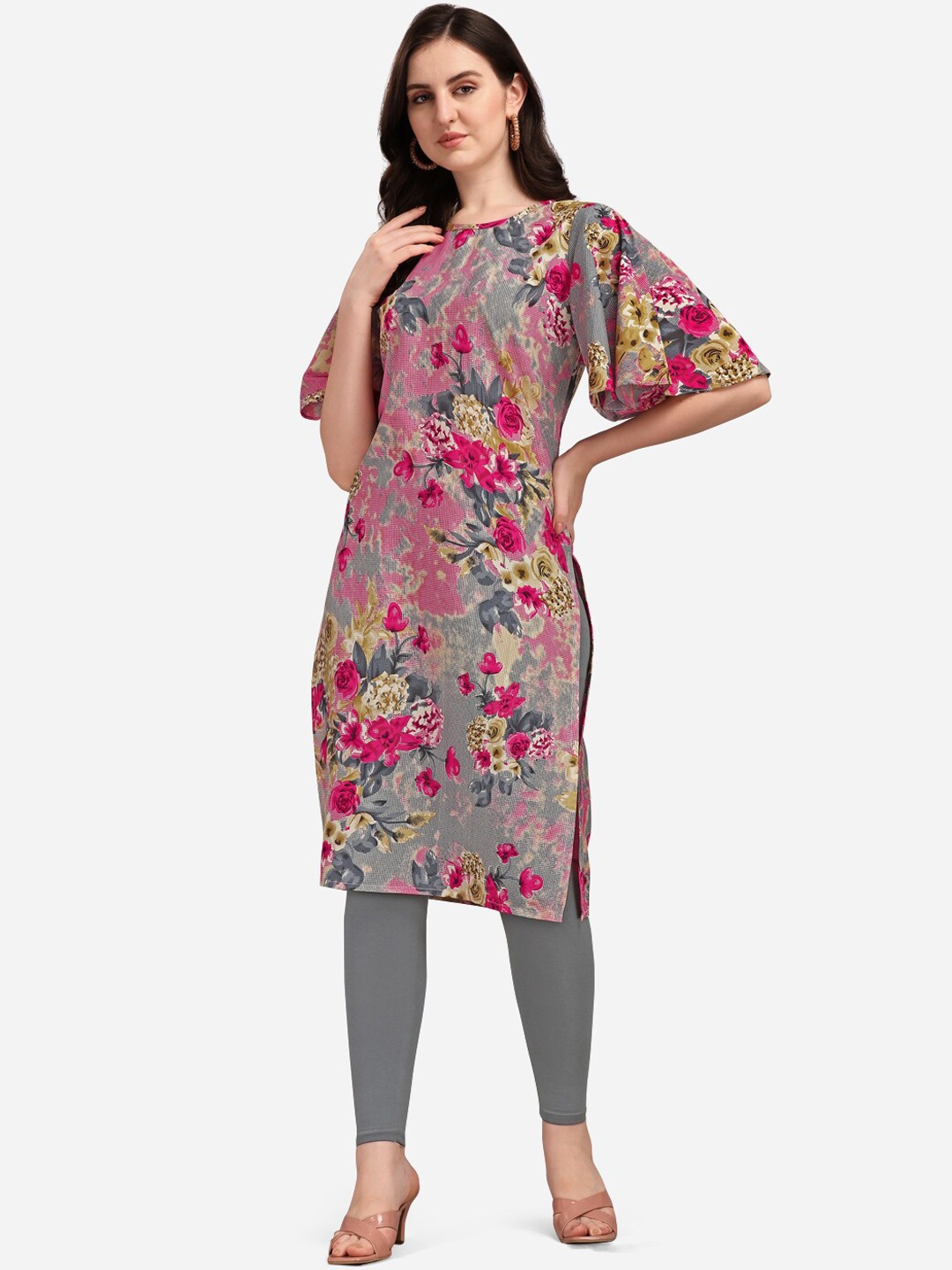 

KALINI Women Pink Floral Printed Crepe Kurta