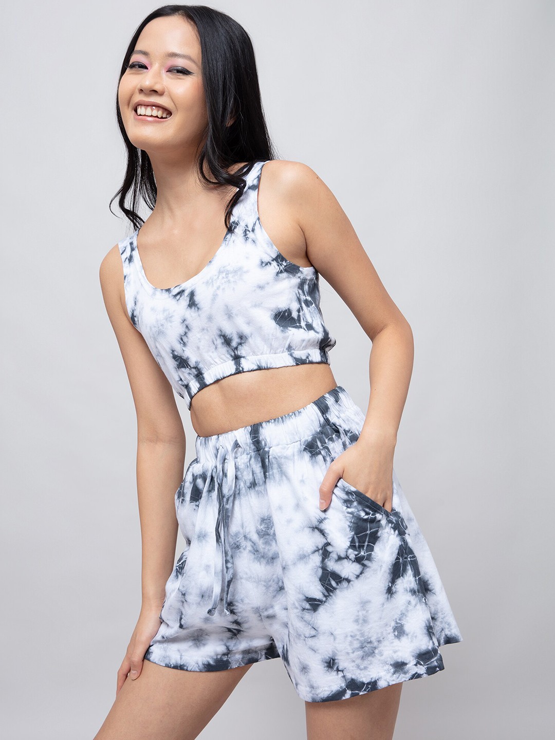 

20Dresses Women White & Multicoloured Dyed Top with Shorts