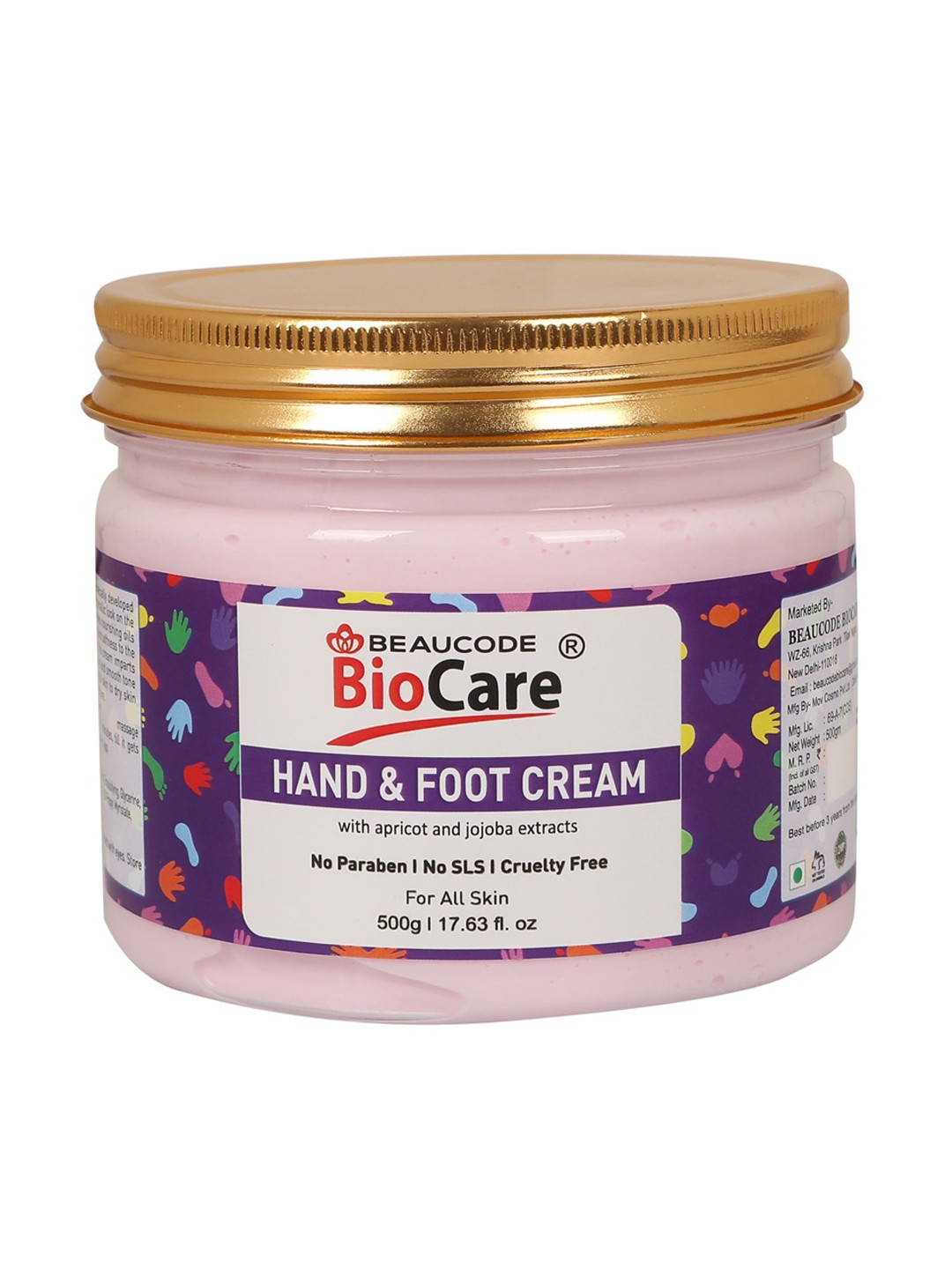 

BEAUCODE BIOCARE Hand & Foot Cream with Apricot & Jojoba Extracts - 500 g, Pink