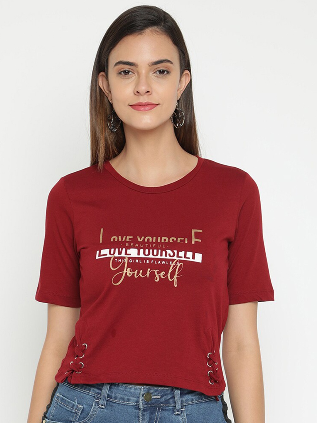 

V2 Value & Variety Maroon Print Top