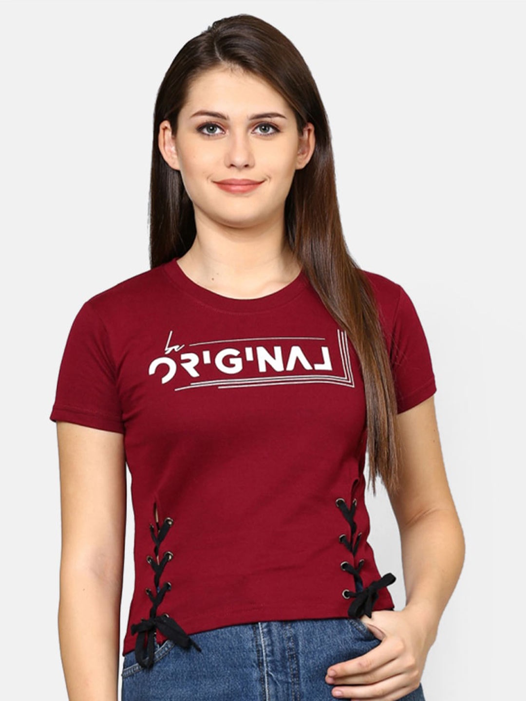 

V2 Value & Variety Maroon Print Top
