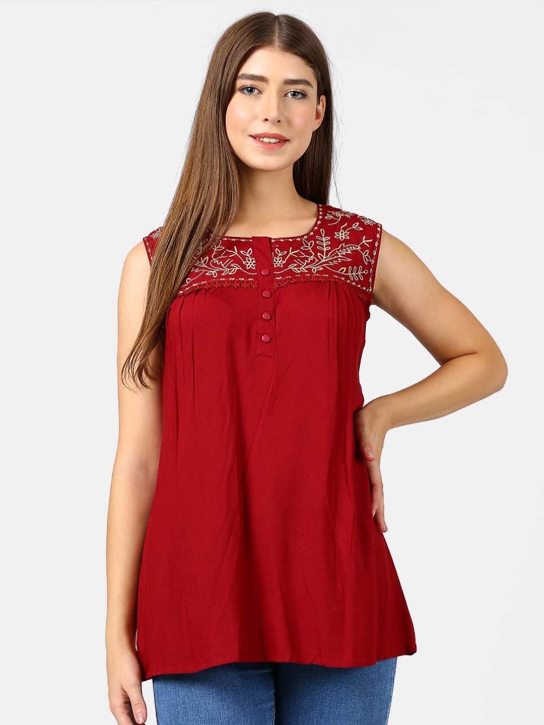 

V2 Value & Variety Maroon Solid Longline Top