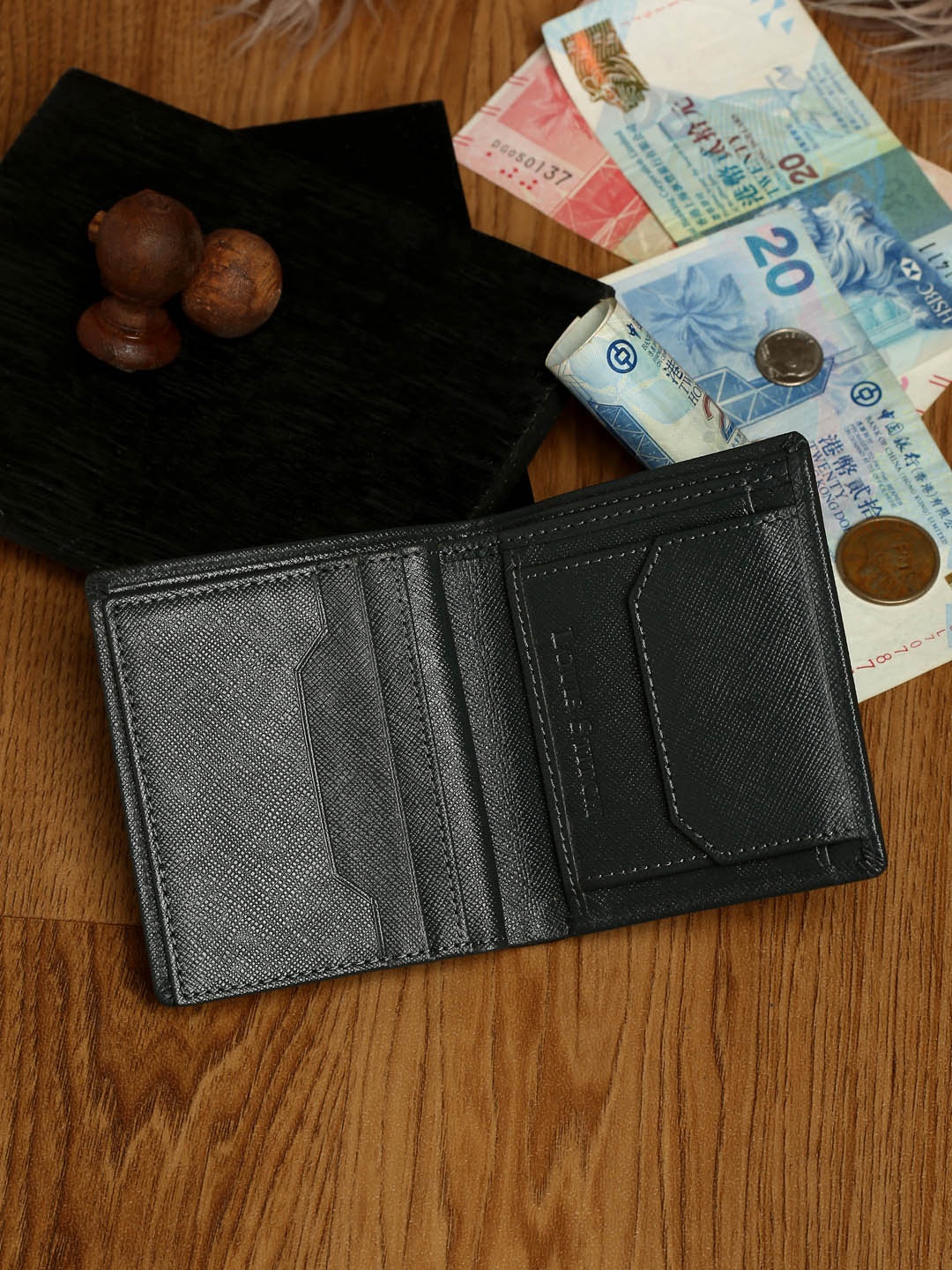 

Louis Stitch Saffiano Leather Grey Bifold Wallet for Men