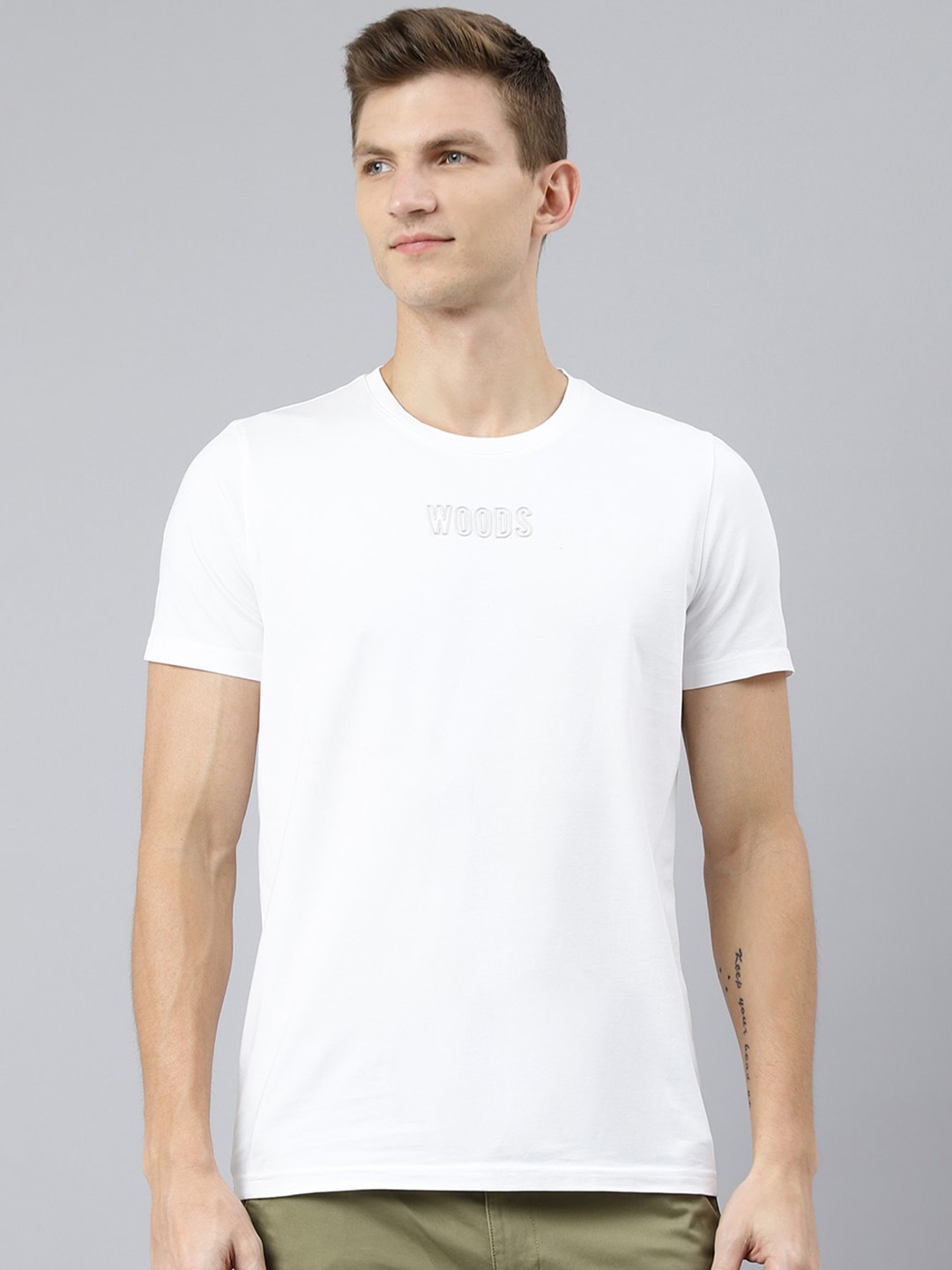 

Woods Men White Typography T-shirt