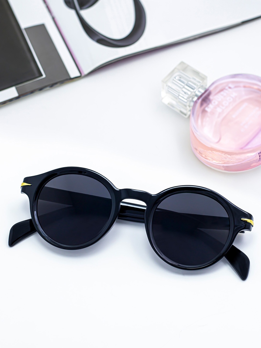 

Bellofox Women Black Lens & Black Round Sunglasses BS1895-0522