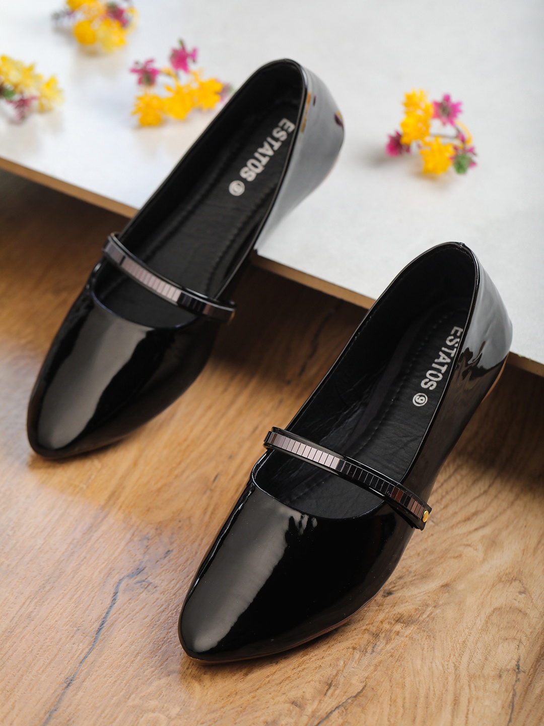 

ESTATOS Women Black Ballerinas Flats