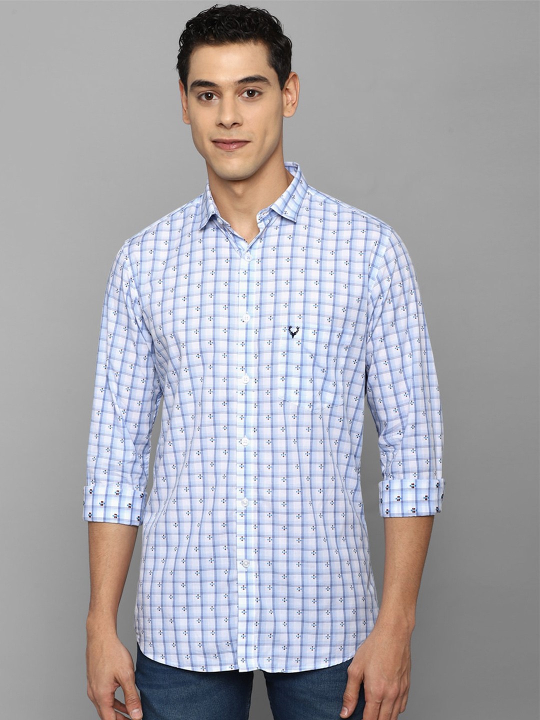 

Allen Solly Men Blue Slim Fit Checked Casual Shirt