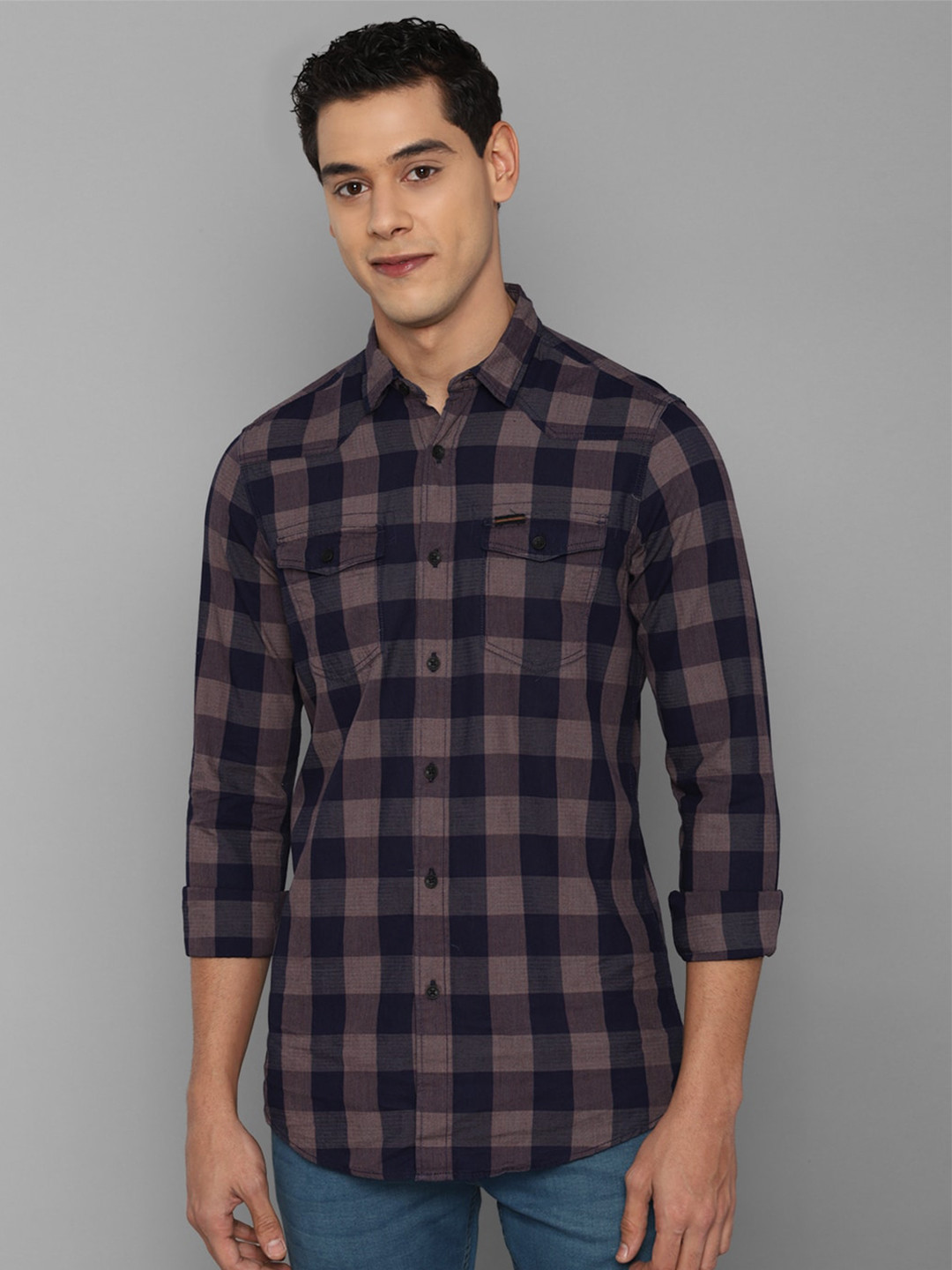 

Allen Solly Sport Men Purple Buffalo Checks Checked Casual Shirt