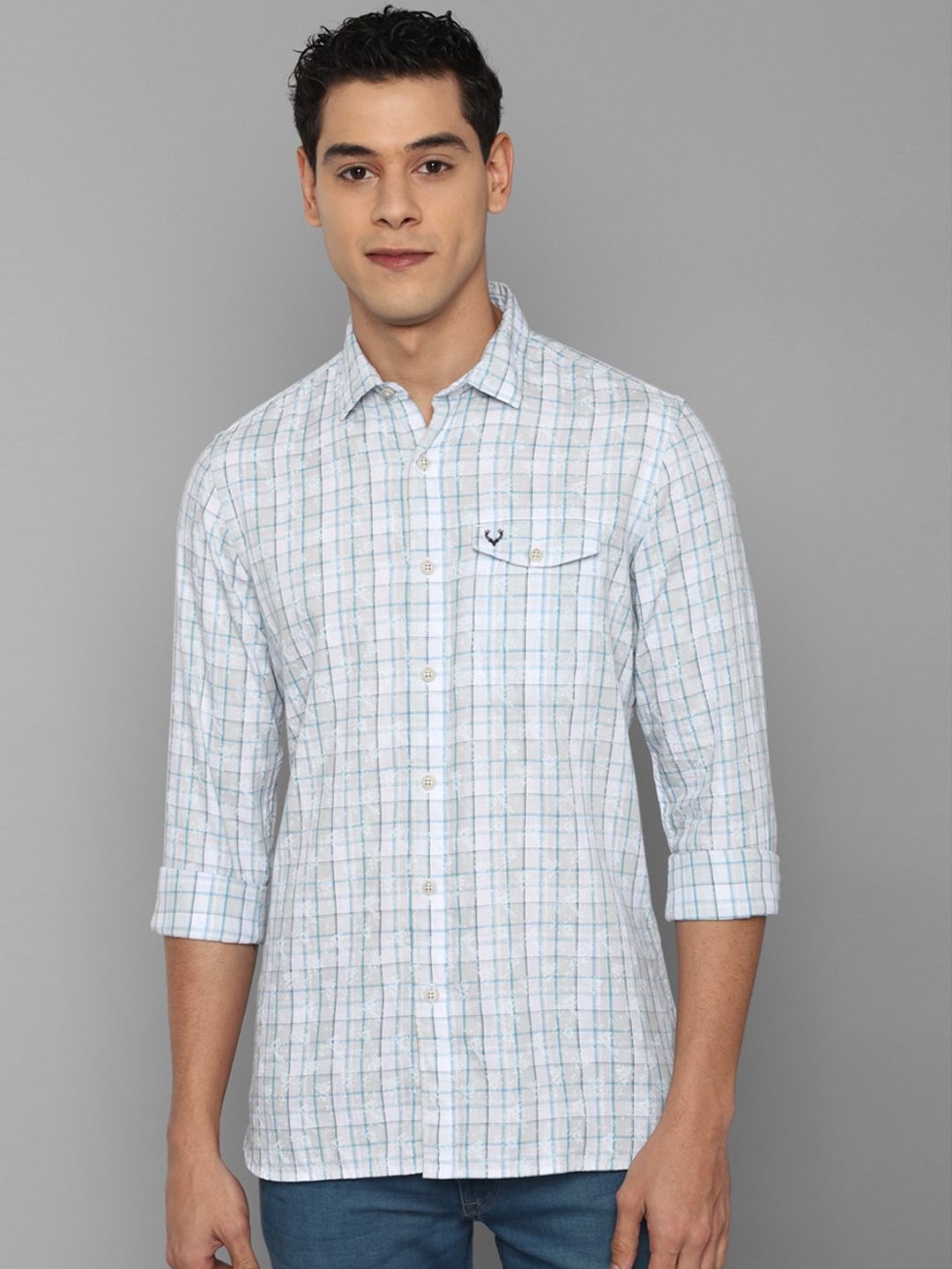 

Allen Solly Sport Men Blue Checked Casual Shirt