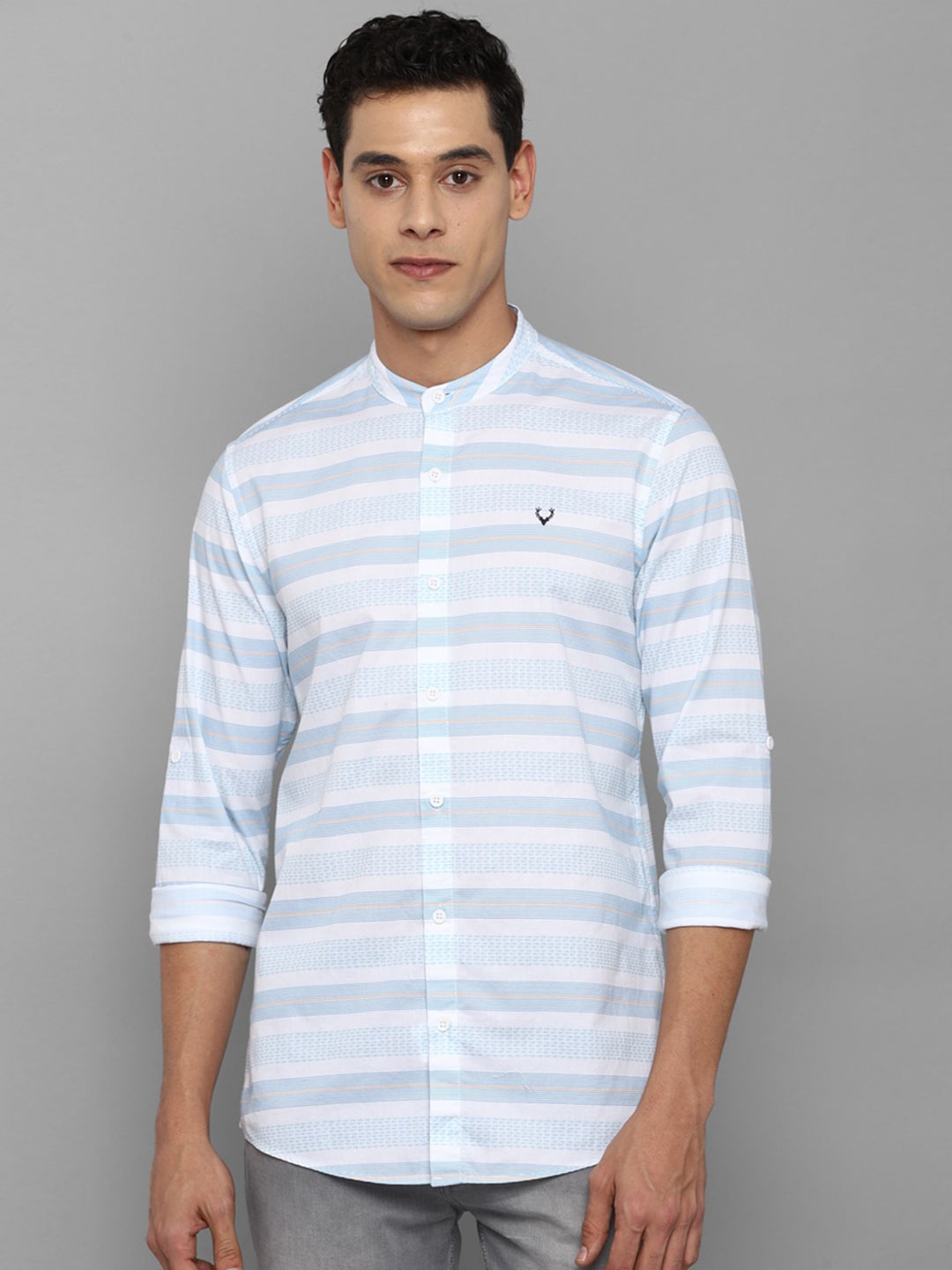 

Allen Solly Sport Men Blue Horizontal Stripes Striped Casual Shirt