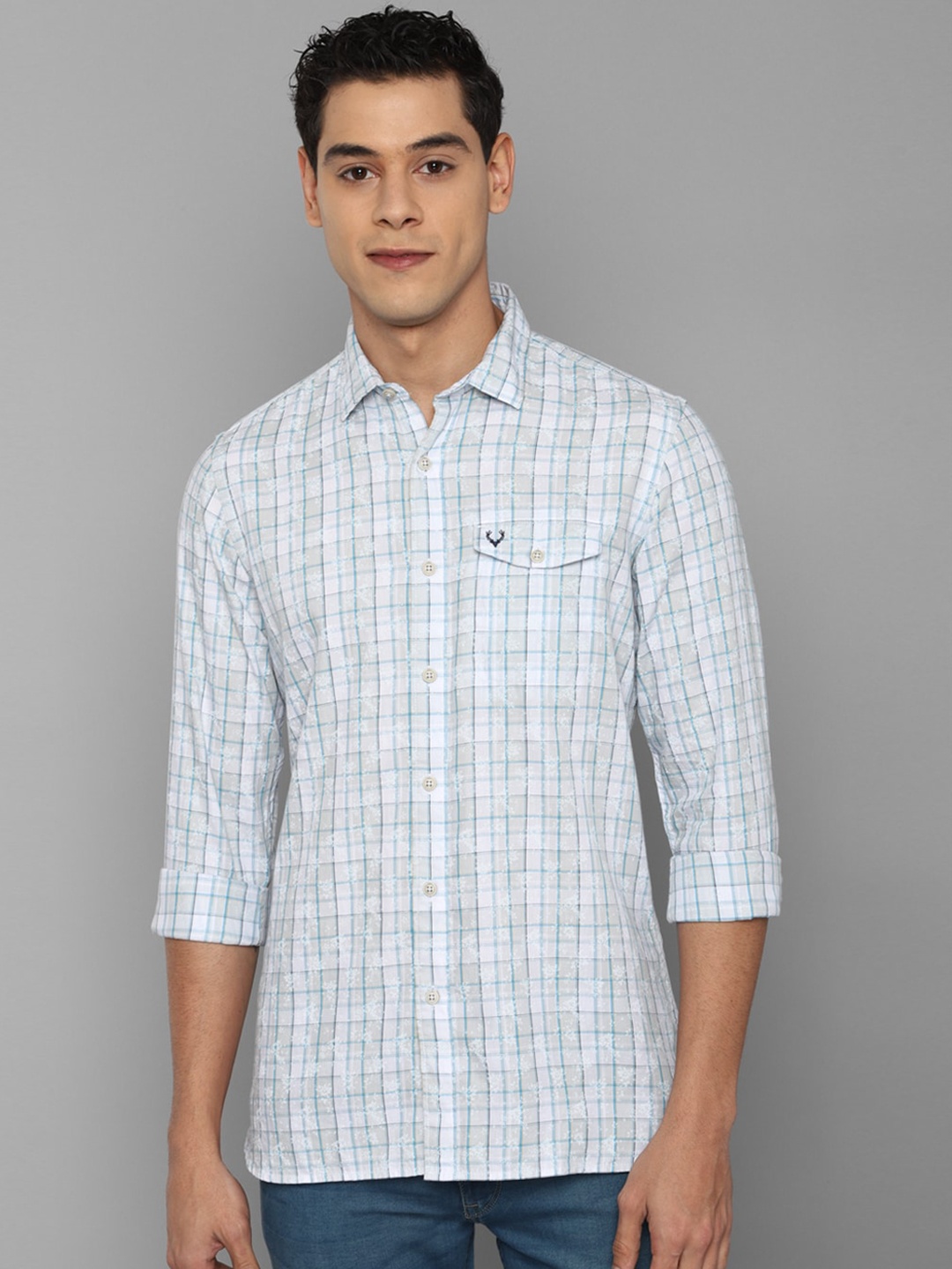 

Allen Solly Sport Men Blue Checked Casual Shirt