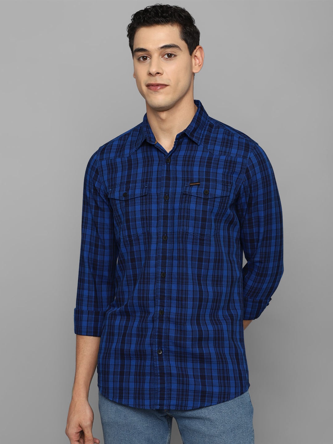 

Allen Solly Sport Men Blue Tartan Checks Checked Casual Shirt