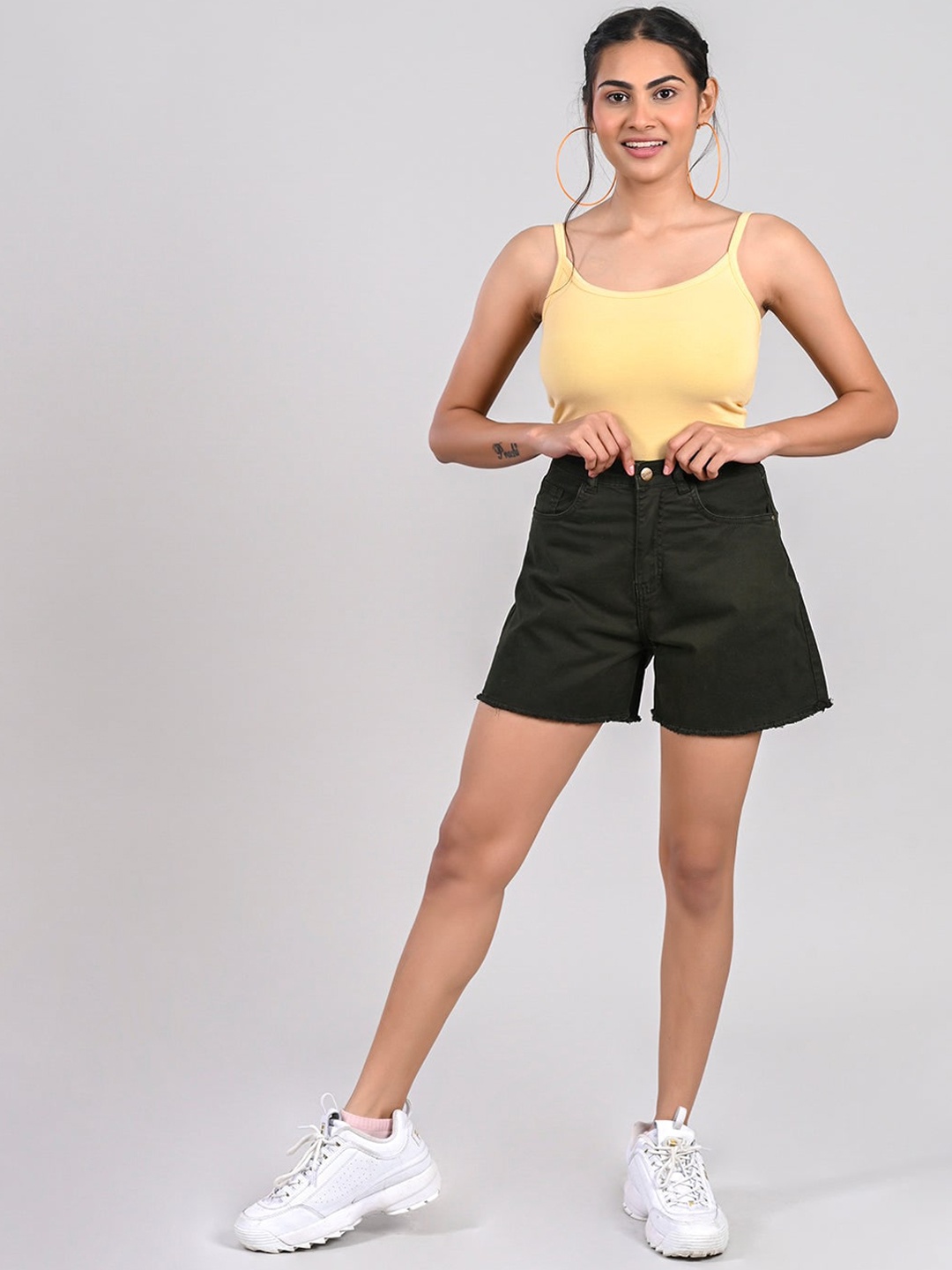 

FREAKINS Women Gorgeous Green Solid Shorts