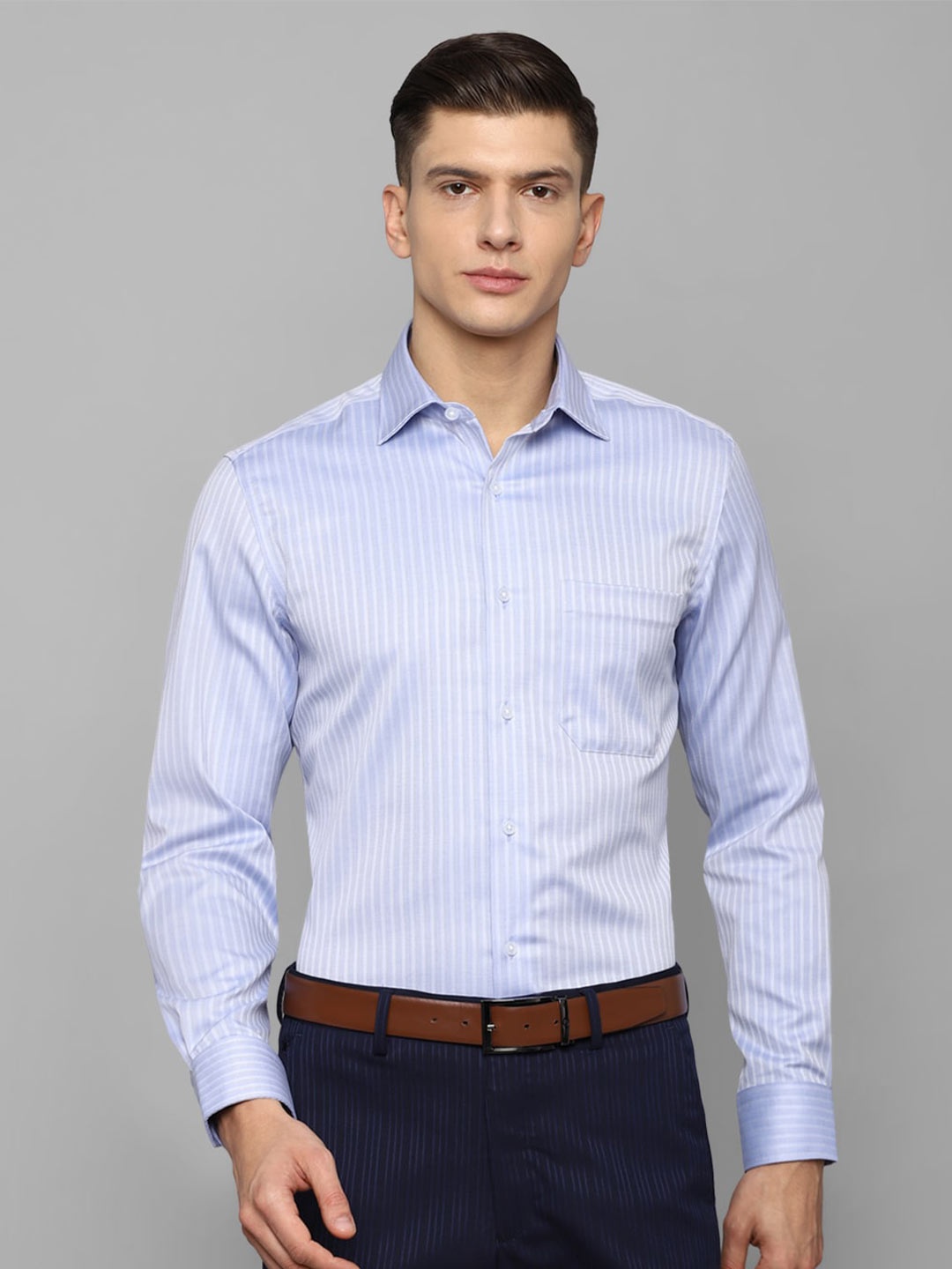 

Louis Philippe Men Blue Striped Formal Shirt