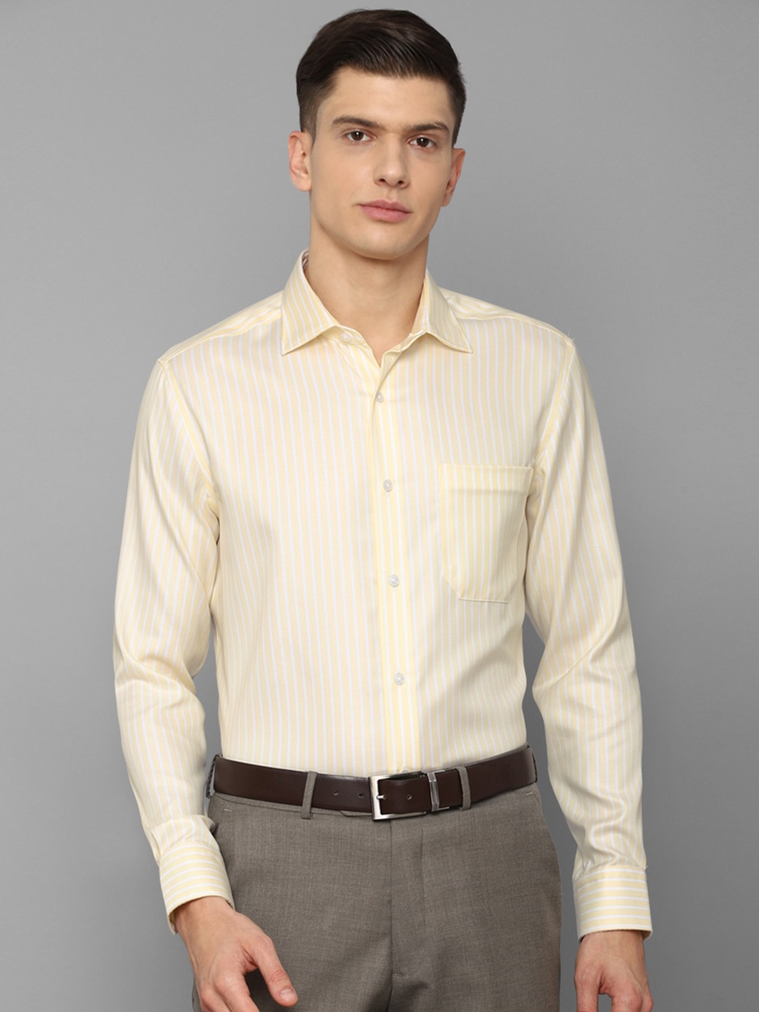 

Louis Philippe Men Yellow Striped Formal Shirt