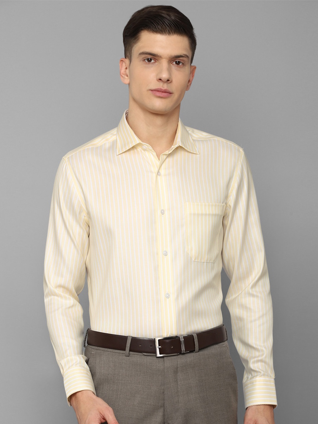 

Louis Philippe Men Yellow Striped Formal Shirt