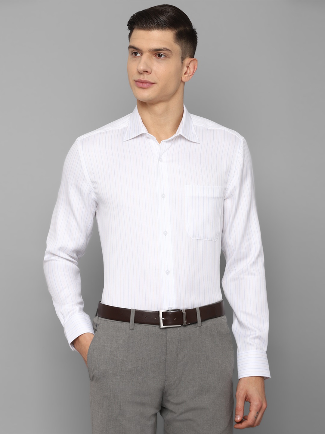 

Louis Philippe Men White Striped Formal Shirt