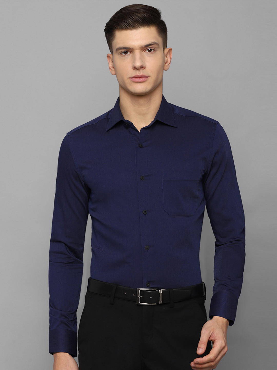 

Louis Philippe Men Navy Blue Formal Shirt