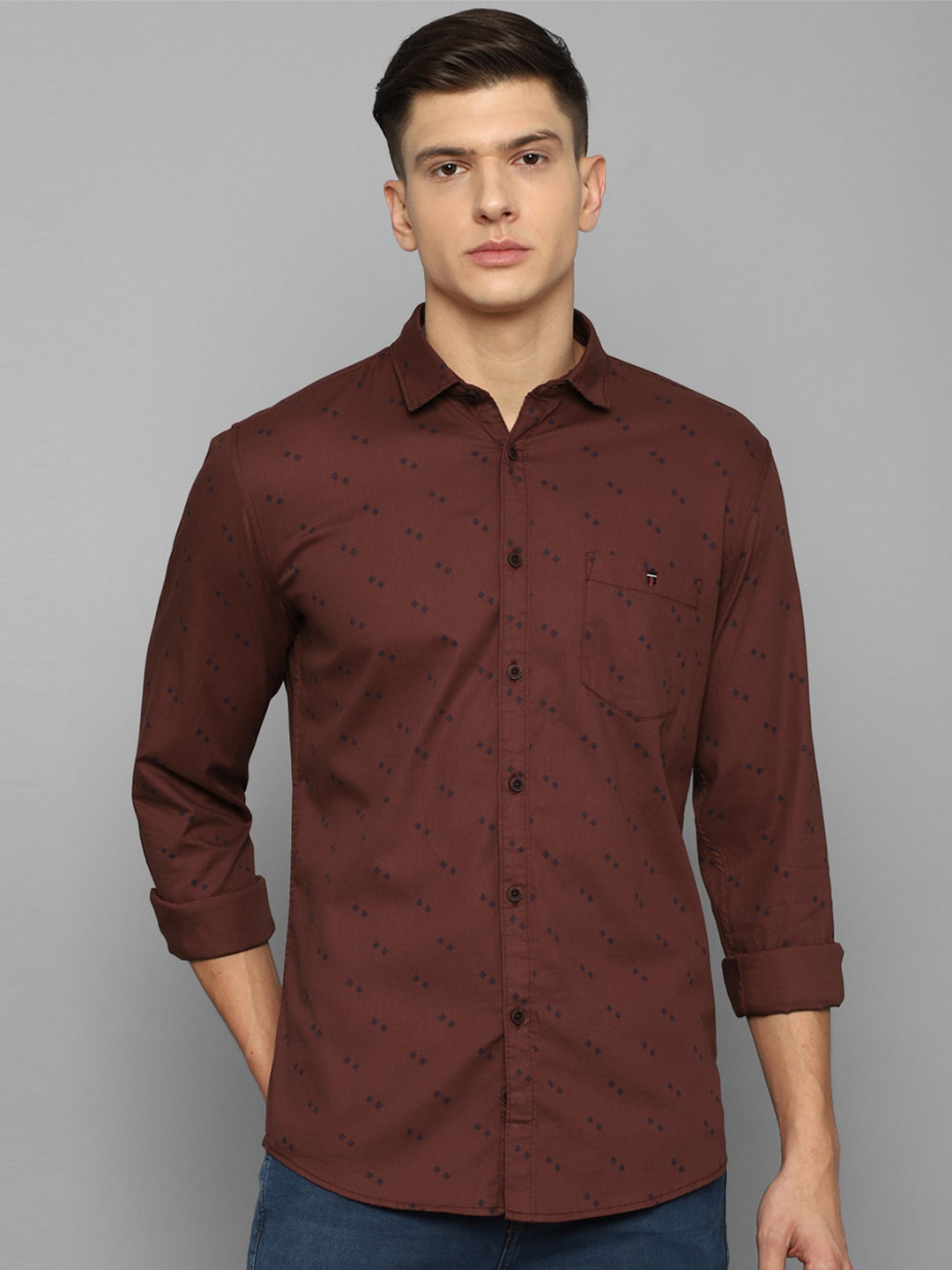 

Louis Philippe Jeans Men Maroon Slim Fit Printed Casual Shirt