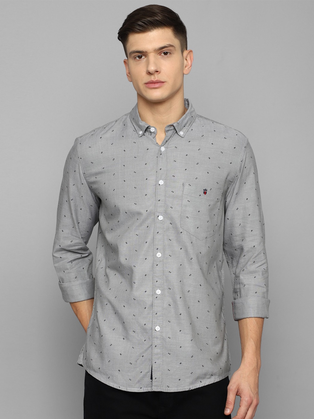 

Louis Philippe Jeans Men Grey Slim Fit Printed Casual Shirt