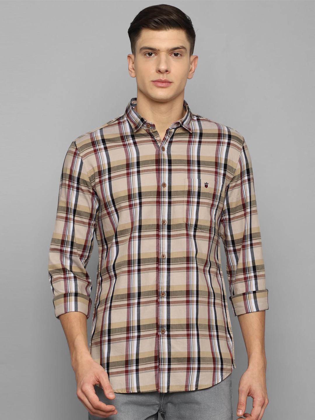 

Louis Philippe Jeans Men Multicoloured Slim Fit Tartan Checks Checked Casual Shirt, Multi