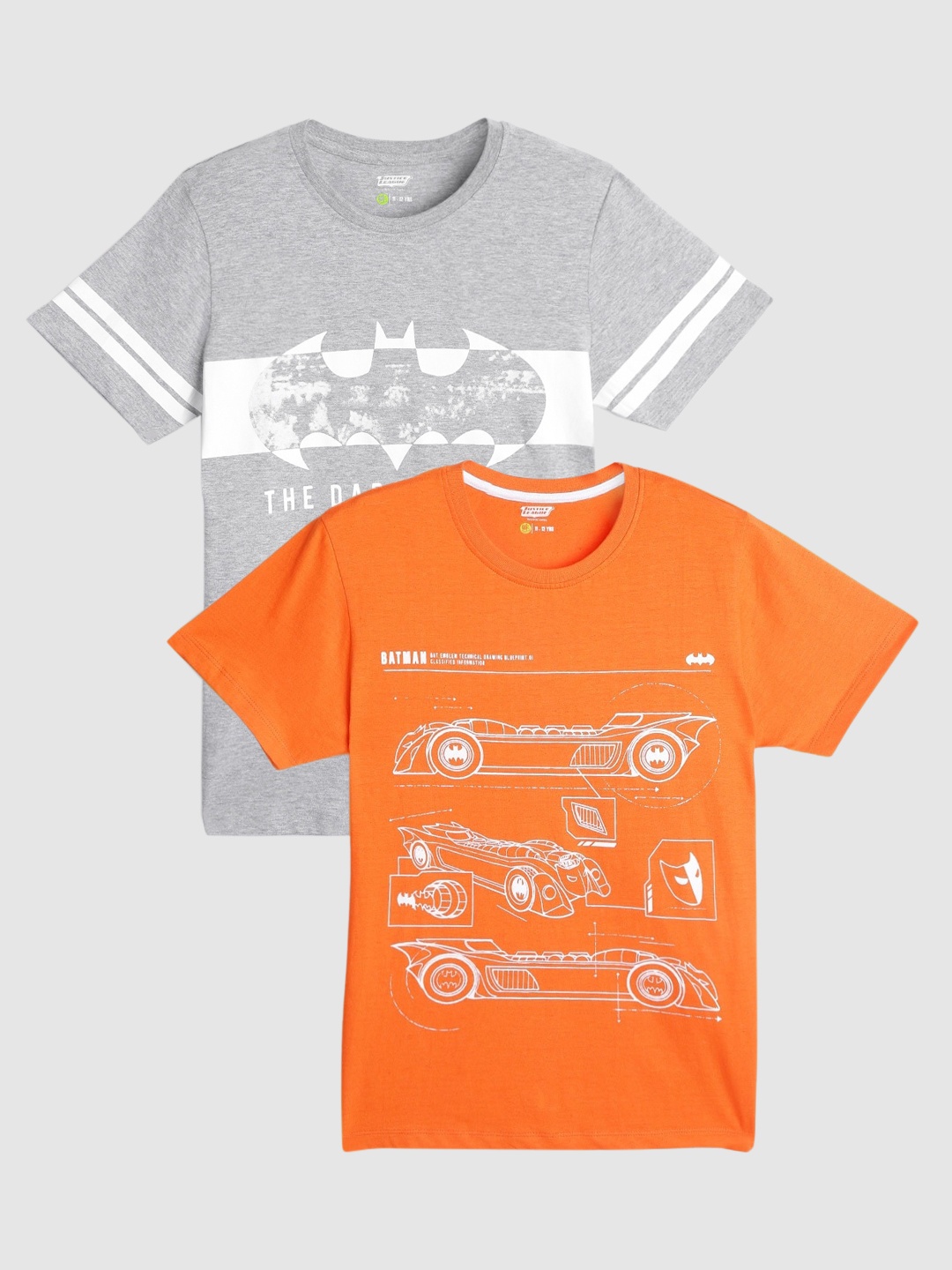 

YK Justice League Boys Pack Of 2 Grey & Orange Batman T-Shirt