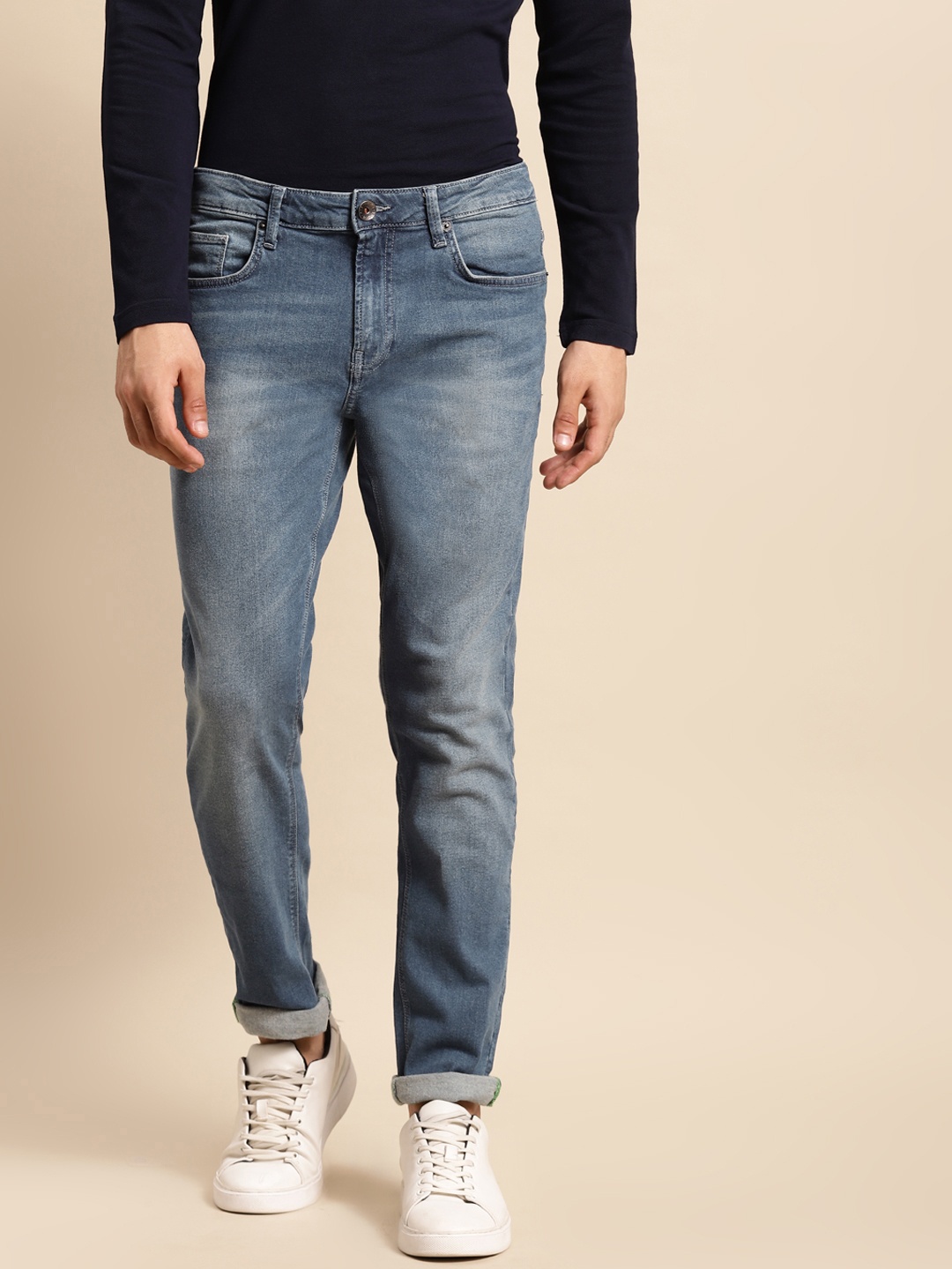 

United Colors of Benetton Men Blue Slim Fit Light Fade Jeans