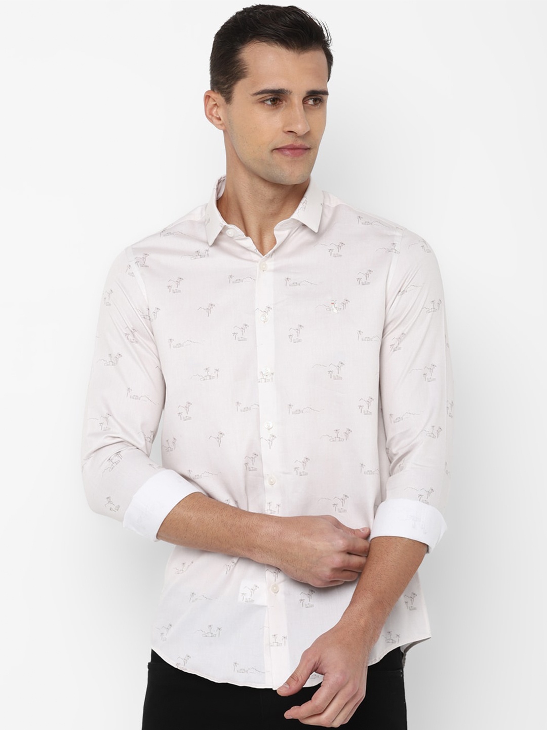 

SIMON CARTER LONDON Men White Slim Fit Printed Casual Shirt