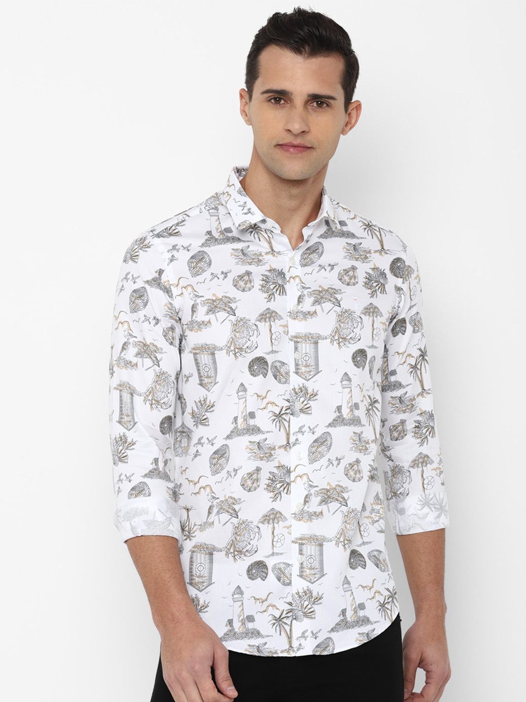 

SIMON CARTER LONDON Men White Slim Fit Printed Casual Shirt