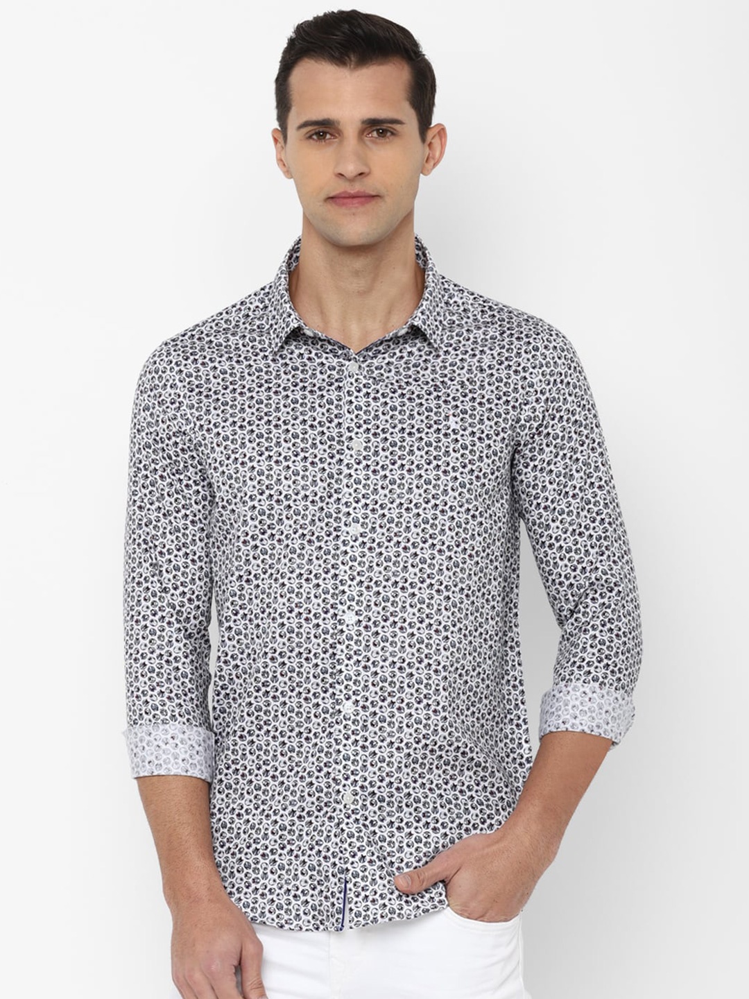 

SIMON CARTER LONDON Men Grey Slim Fit Printed Casual Shirt