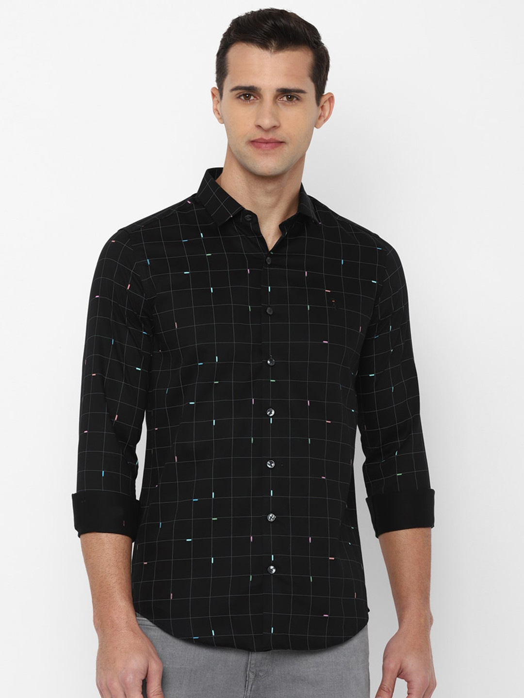 

SIMON CARTER LONDON Men Black Slim Fit Grid Tattersall Checks Checked Casual Shirt