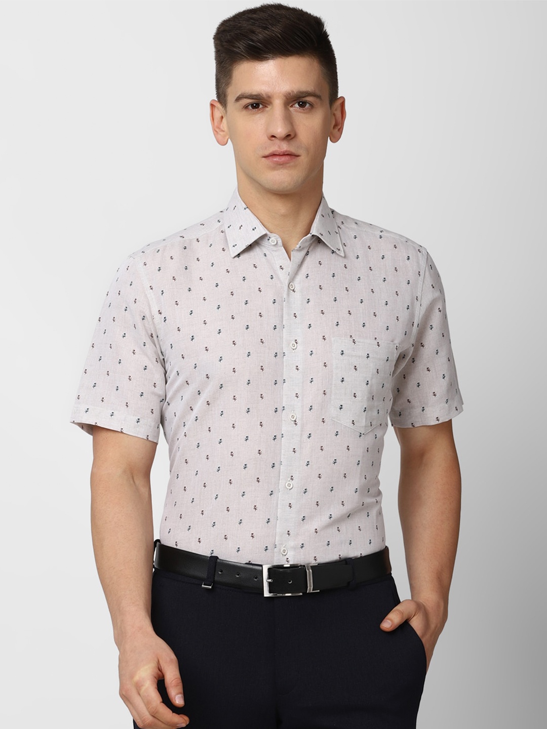 

Van Heusen Men Grey Floral Printed Formal Shirt