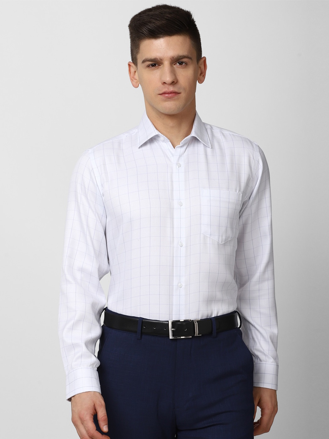 

Van Heusen Men White Checked Formal Shirt