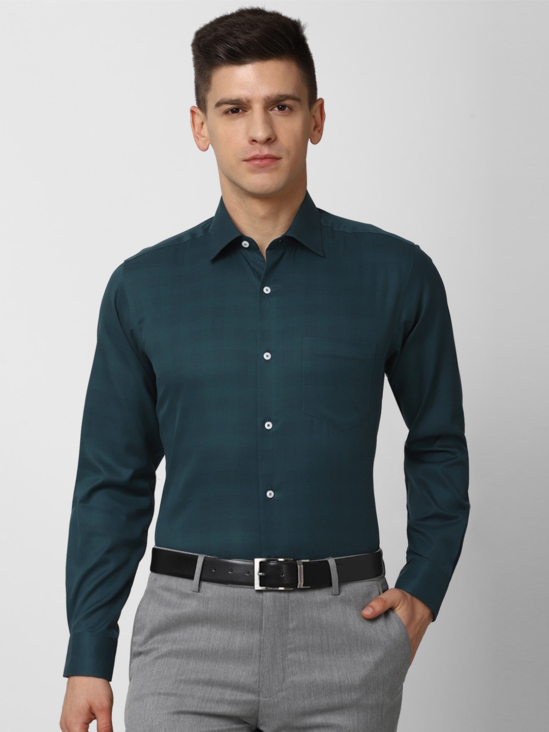 

Van Heusen Men Green Formal Shirt