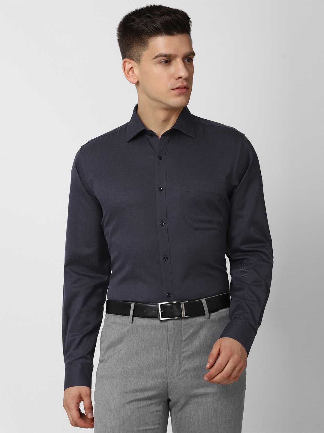 

Van Heusen Men Navy Blue Formal Shirt