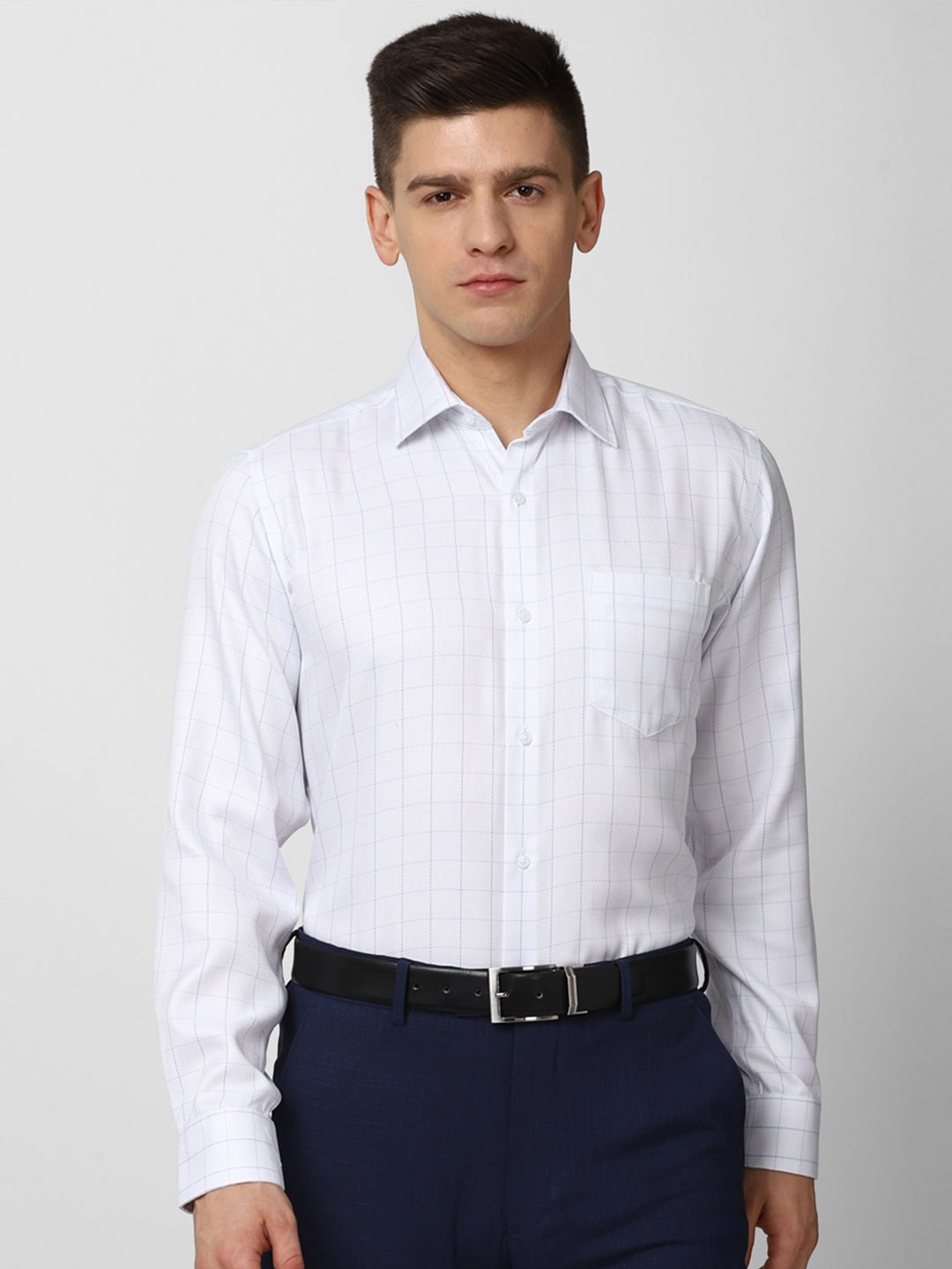 

Van Heusen Men White Checked Formal Shirt