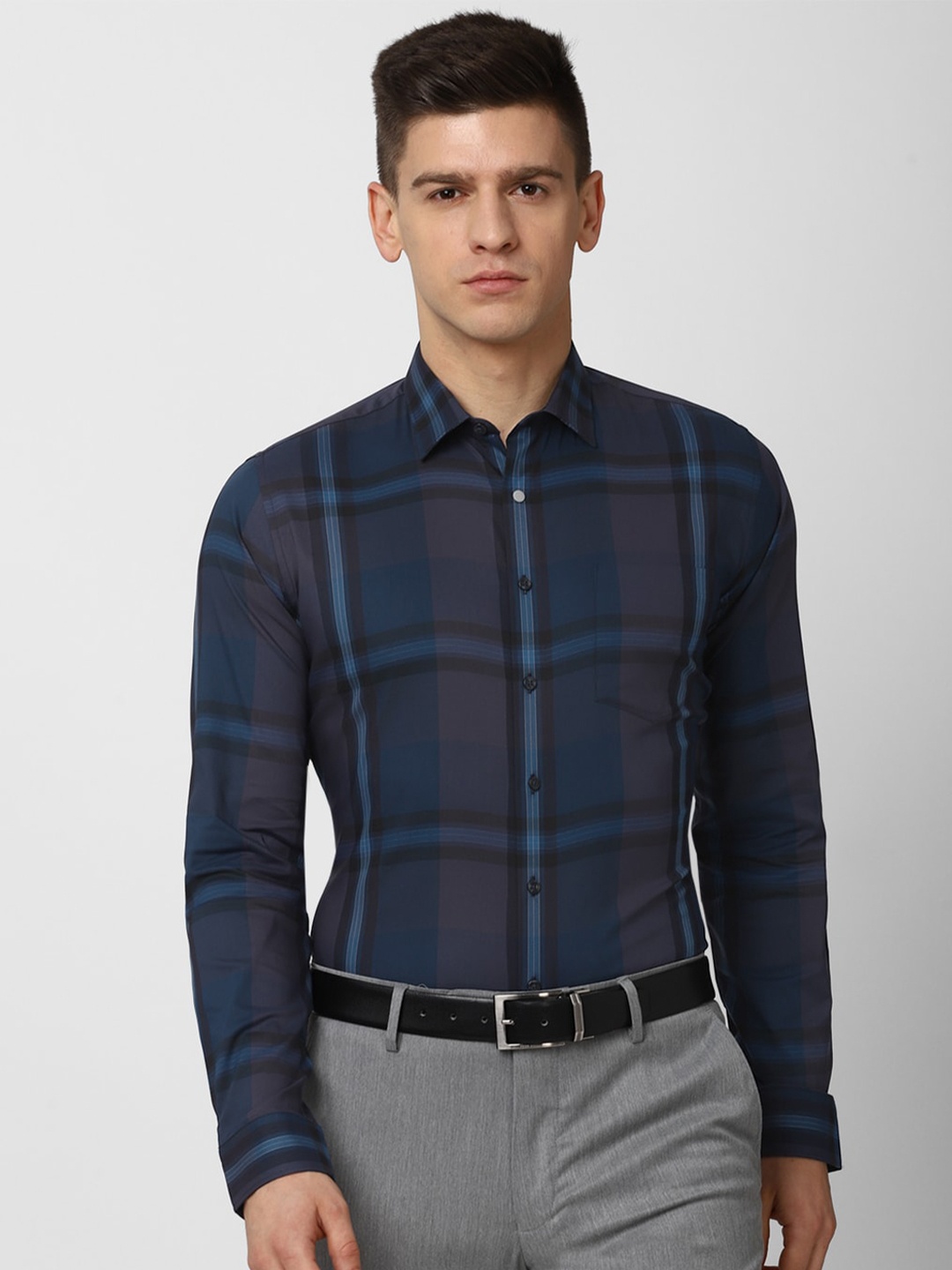 

Van Heusen Men Multicoloured Slim Fit Checked Formal Shirt, Multi