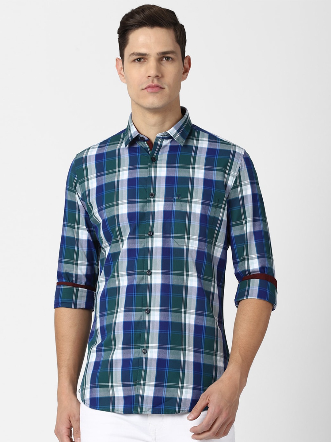 

Van Heusen Sport Men Multicoloured Slim Fit Tartan Checks Checked Casual Shirt, Multi