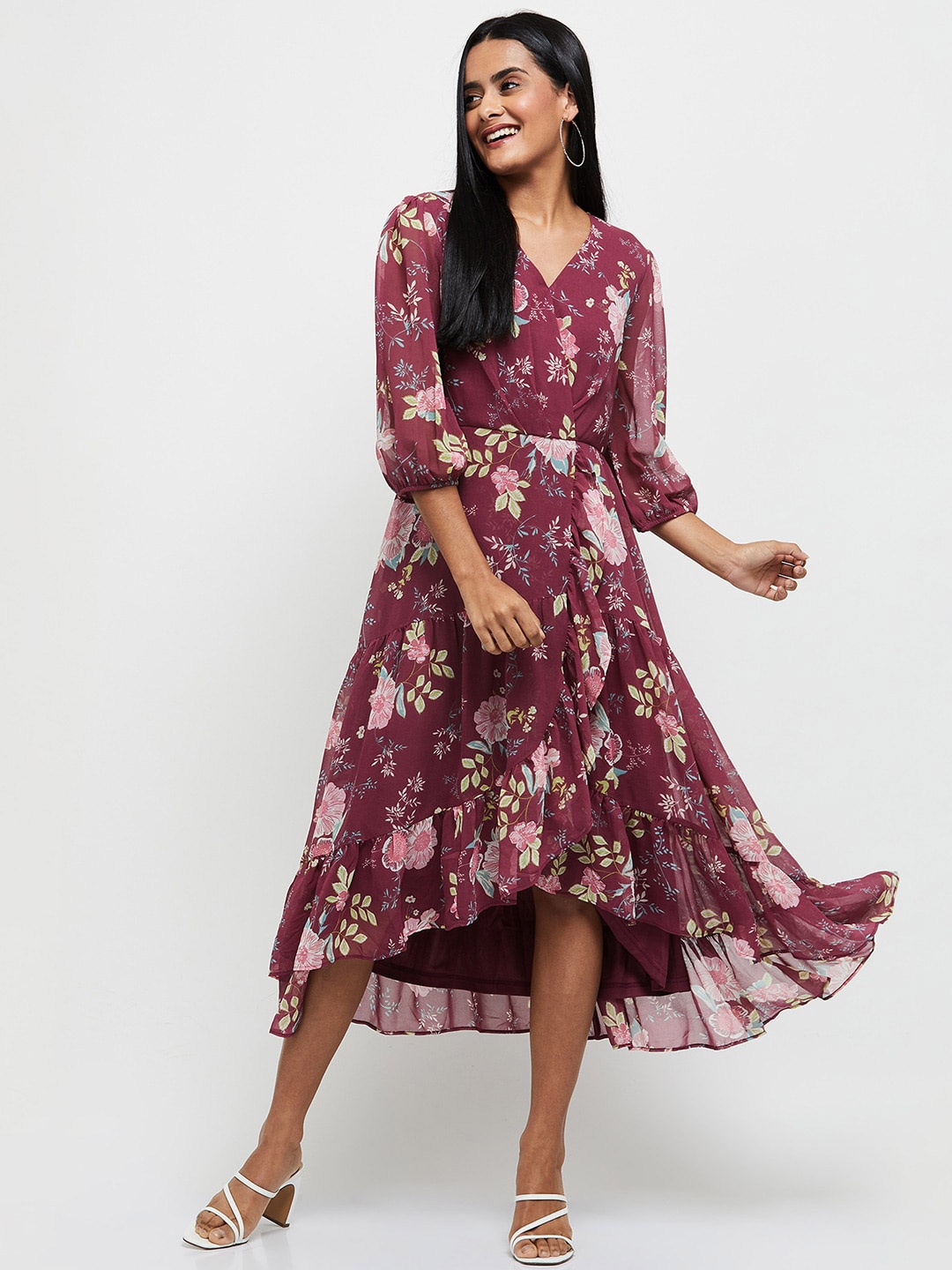 

max Red Floral Midi Dress