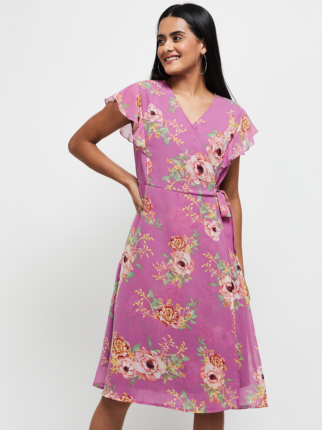 

max Red Floral Dress