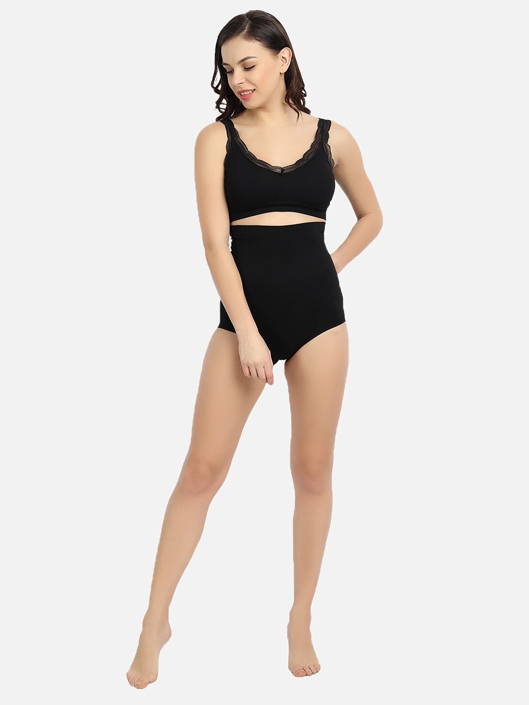 

DEALSEVEN FASHION Women Black Solid Tummy & Hip Tucker Shapewear