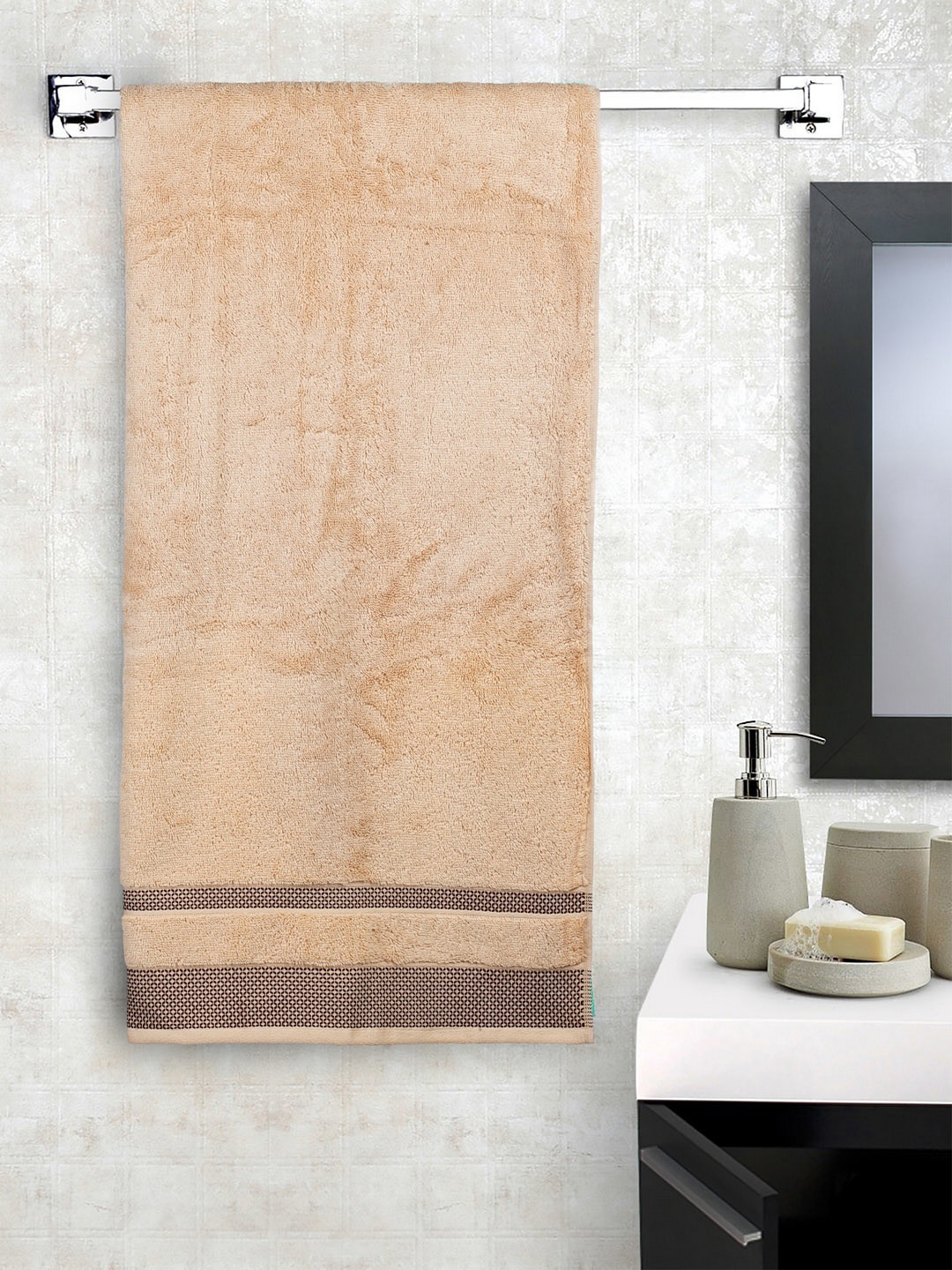 

SPACES Beige Solid Single Cotton Bath Towel