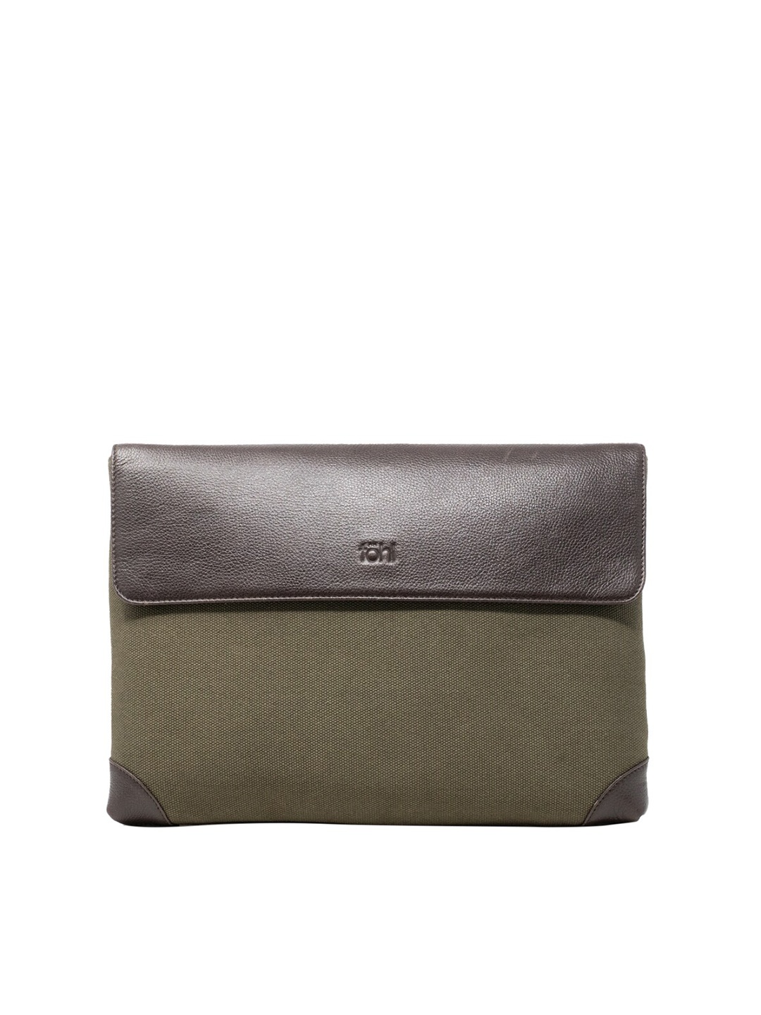 

tohl Unisex Brown & Green Leather Laptop Sleeve