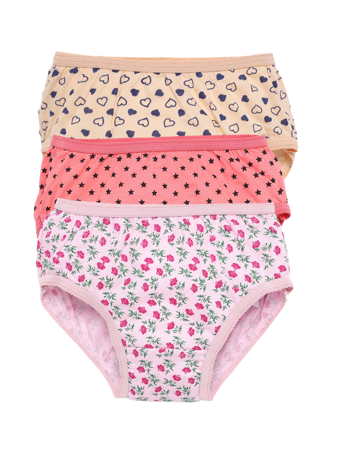 

SAVAGE Girls Pack Of 3 Assorted Cotton Basic Briefs
