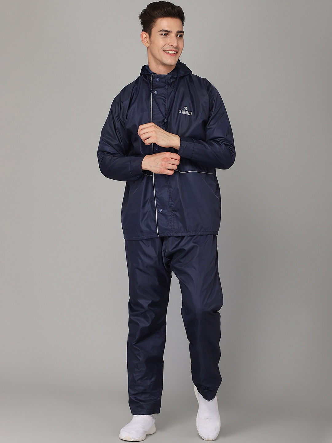 

THE CLOWNFISH Men Blue Solid Waterproof Double Layer Rain Suit